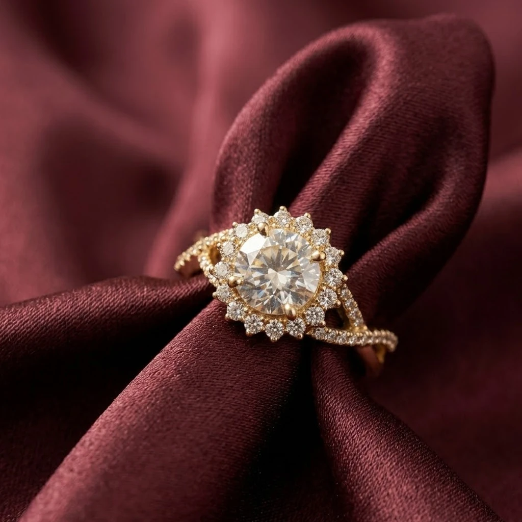 Royal Sunburst Halo Ring
