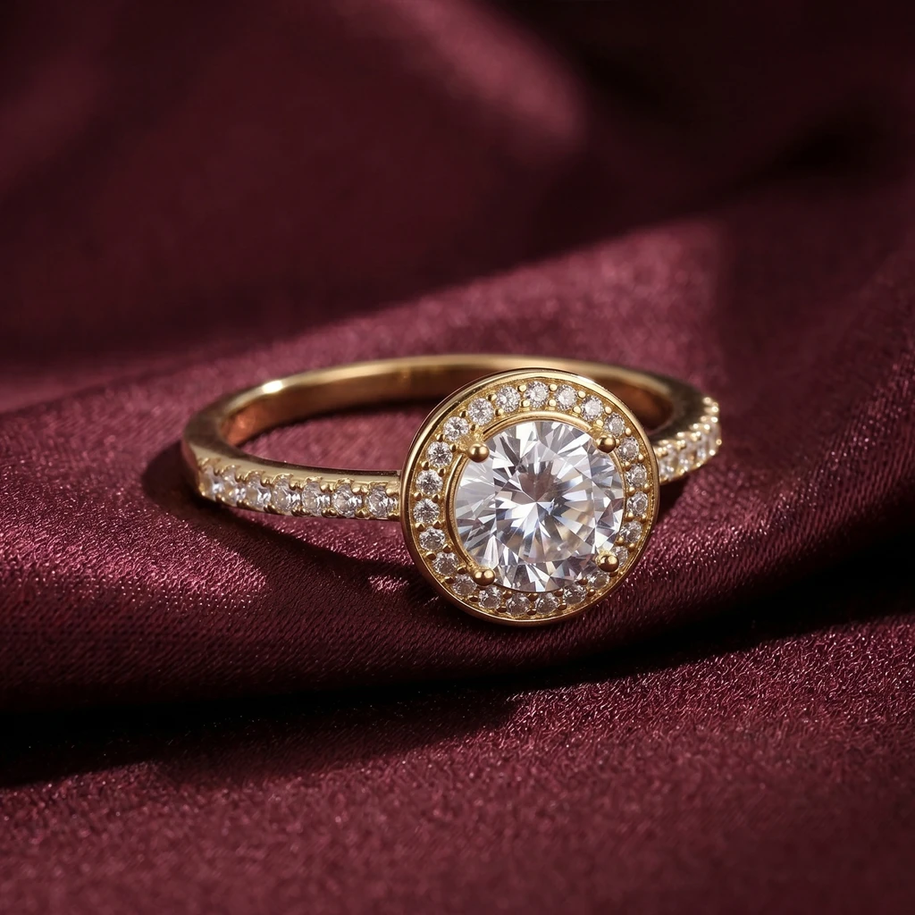 Round Halo Solitaire Ring
