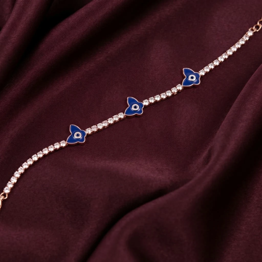Evil Eye Bracelet in Rose Gold Plated