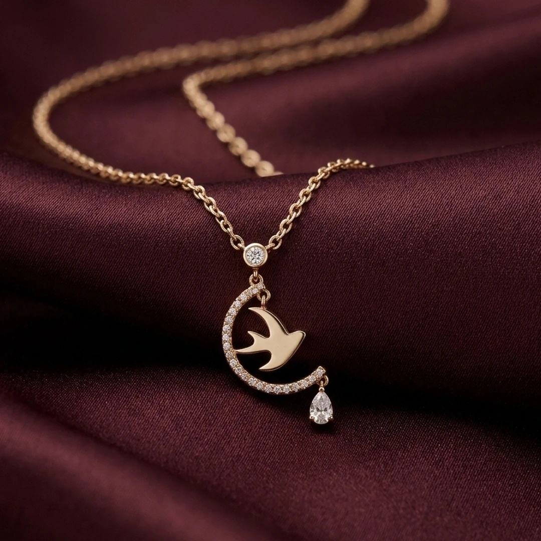 Dove Crescent Pendant and Chain