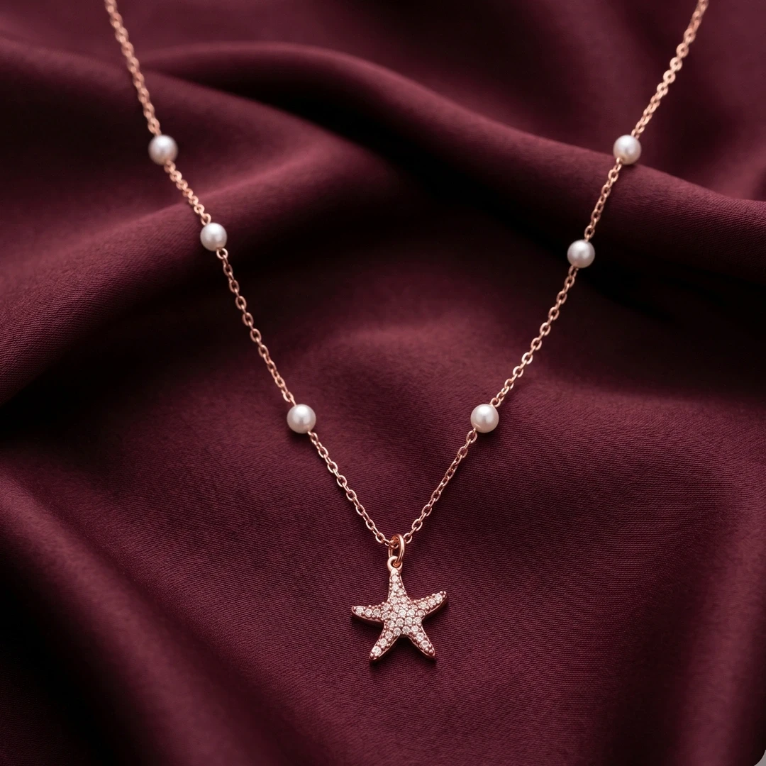 Starfish Pearl Pendant Chain
