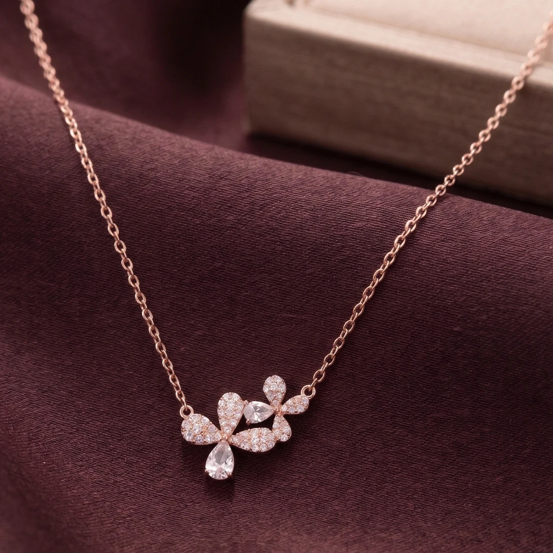 Blossom Dual Flower Pendant and Chain