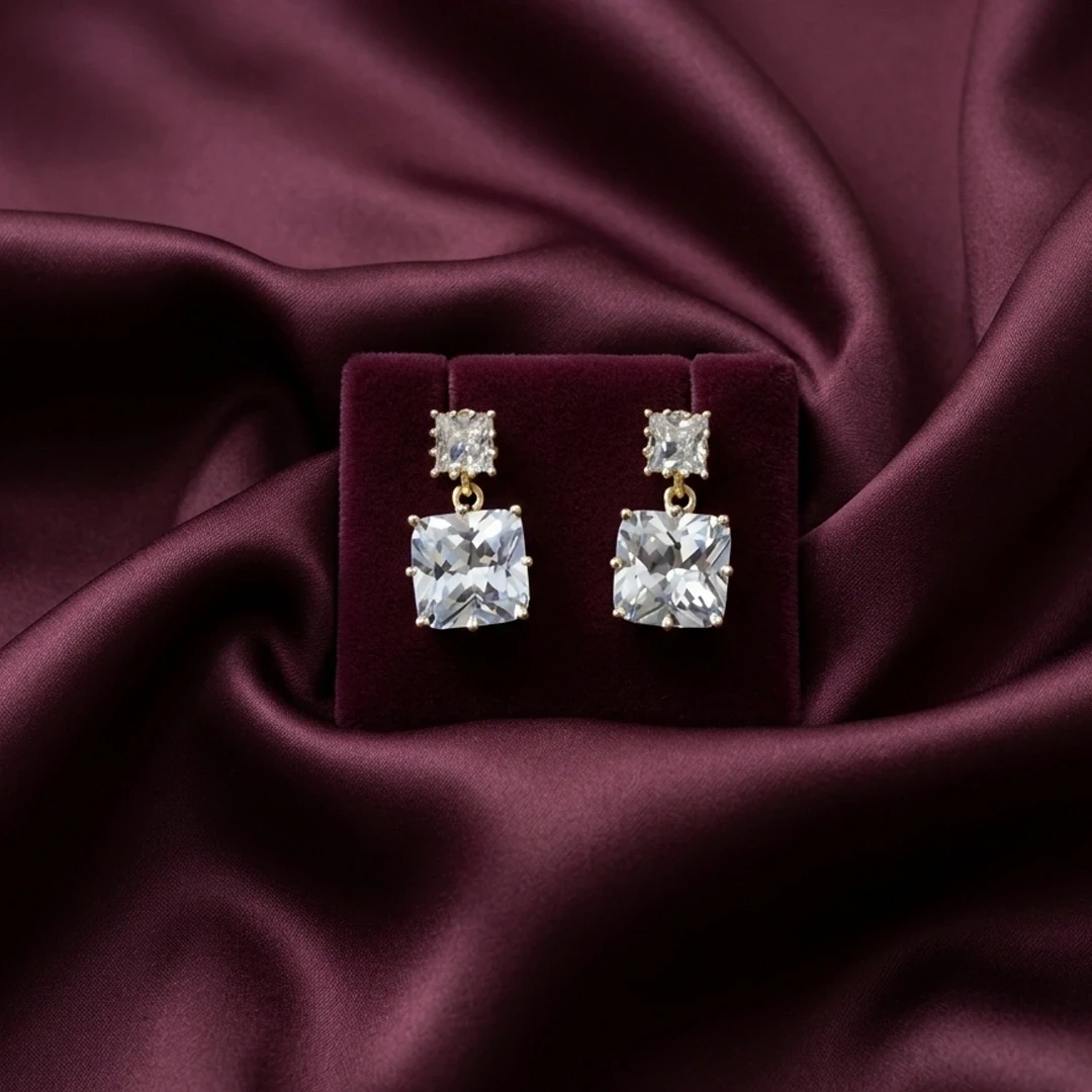 Dual Cushion-Cut Drop Earrings