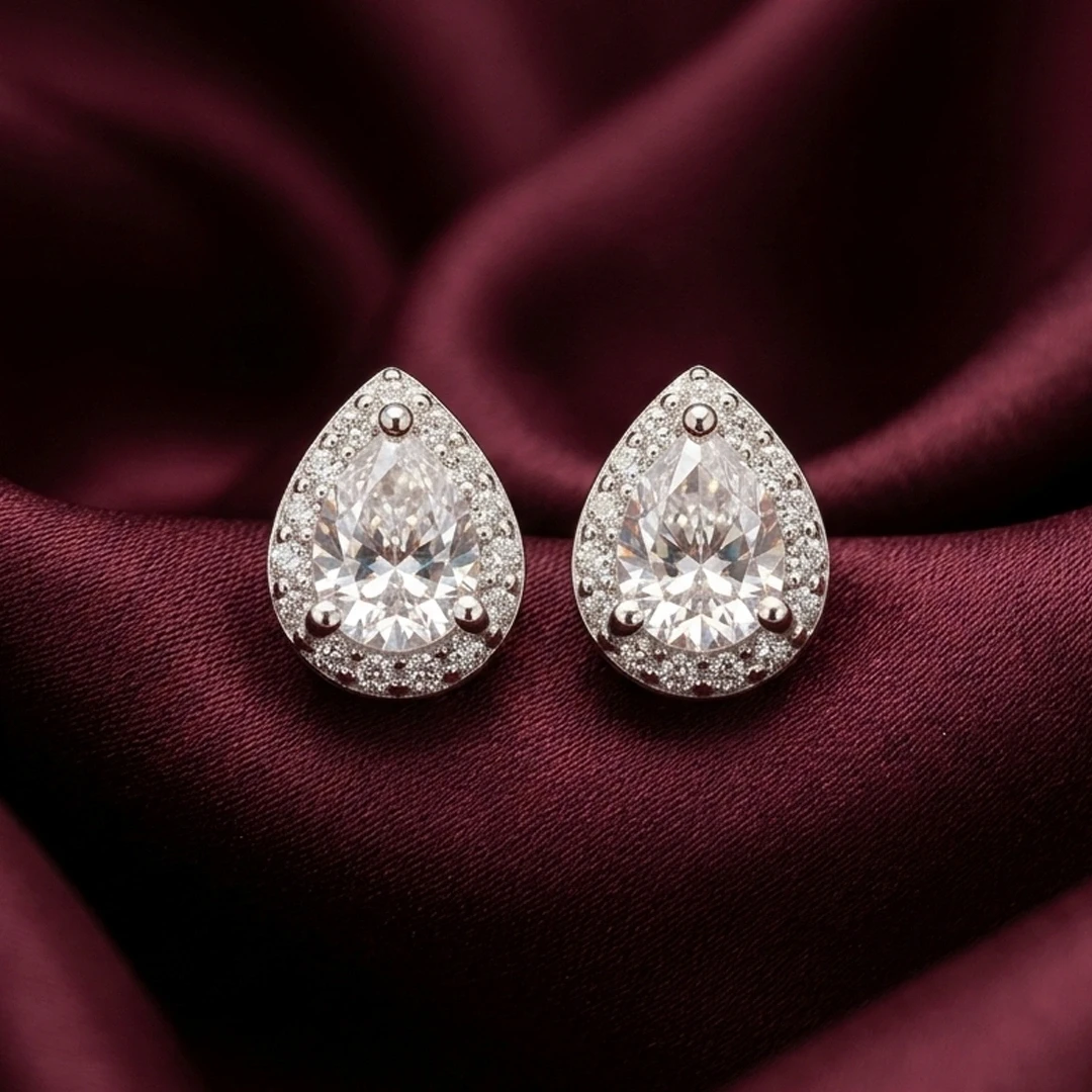 Pear-Cut Teardrop Halo Studs