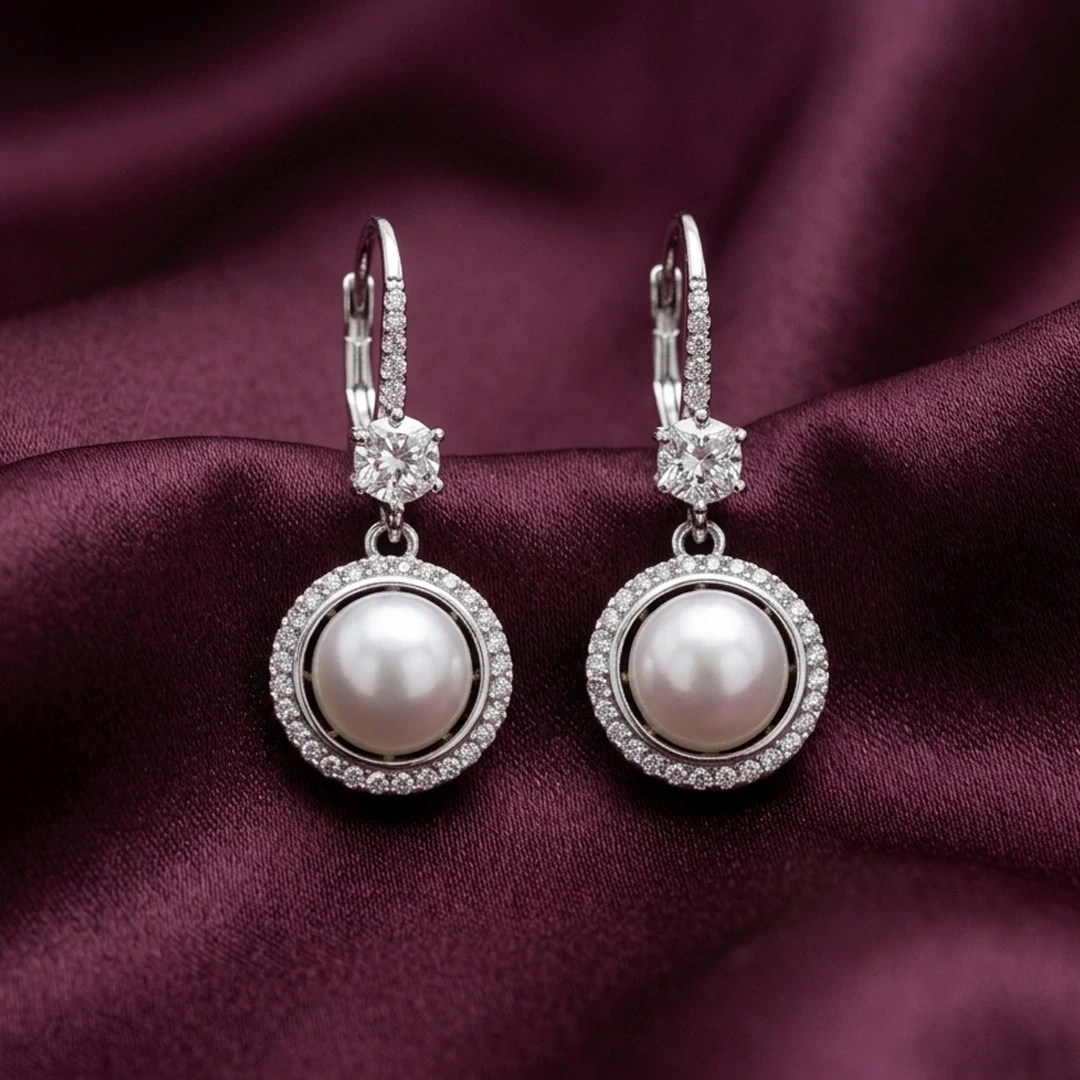 Pearl & Solitaire Halo Drops