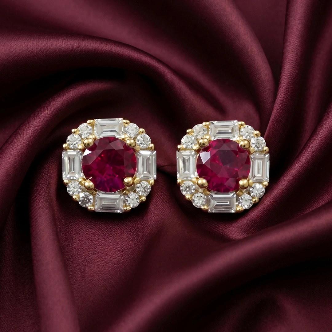 Gold Plated Round Halo Studs
