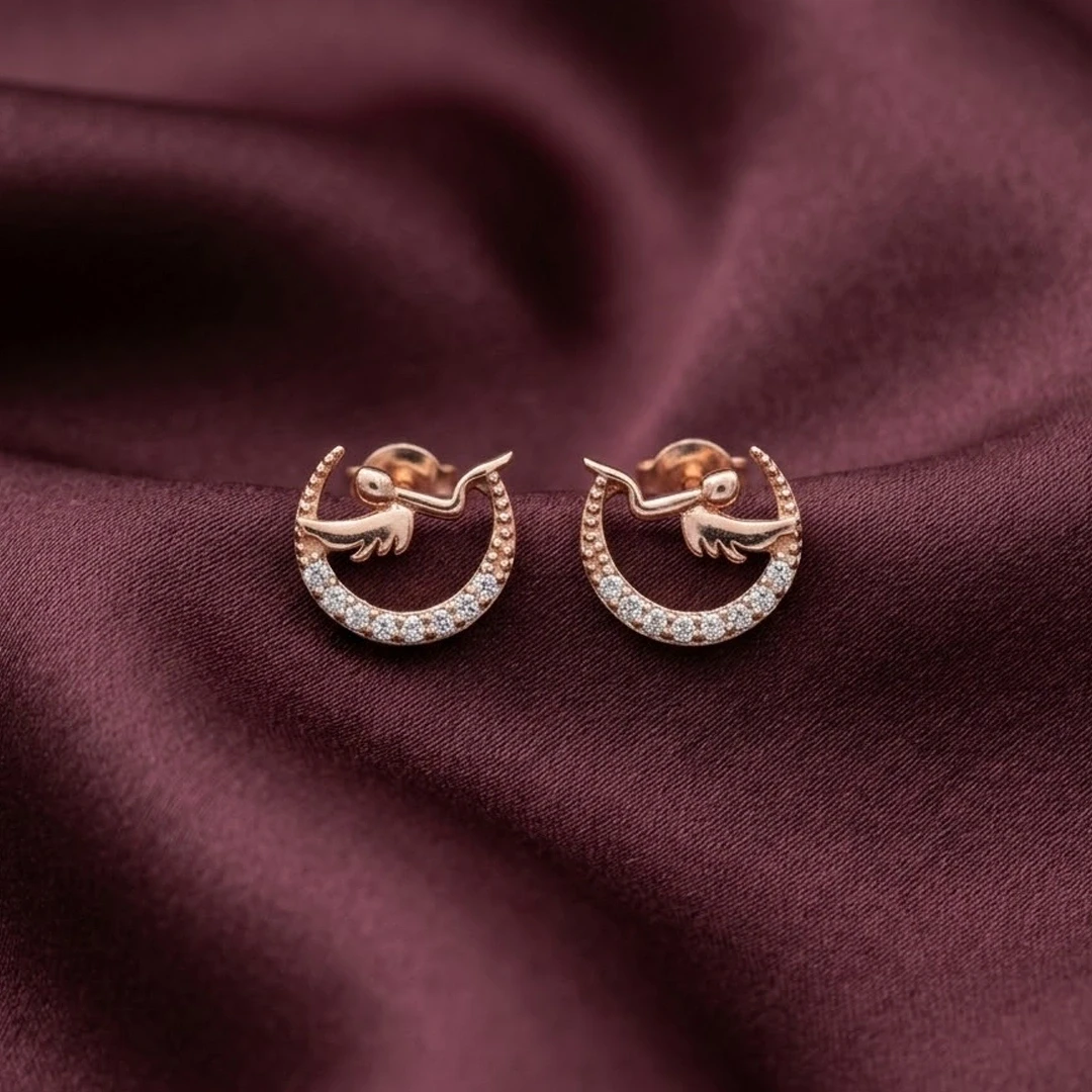 Celestial Angel Moon Studs
