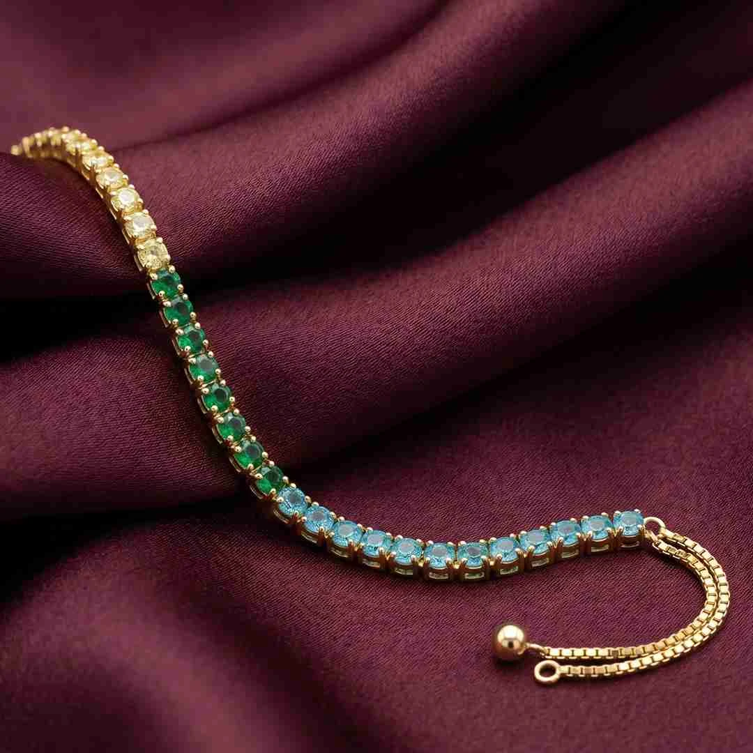 Multicoloured Gemstone Slider Bracelet