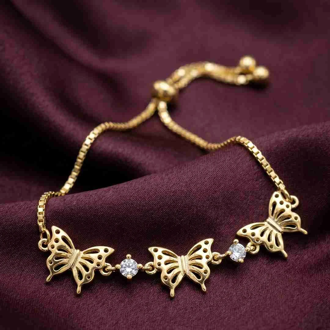 Whimsical Butterfly and Floral Charm Adjustable Bracelet