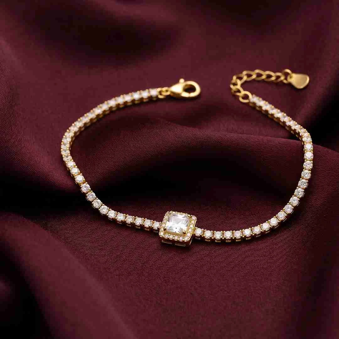 Captivating Halo Tennis Bracelet in 92.5 Sterling Silver
