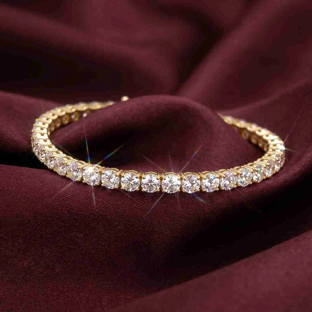 Timeless Radiance Gold-Tone Stone Tennis Bracelet