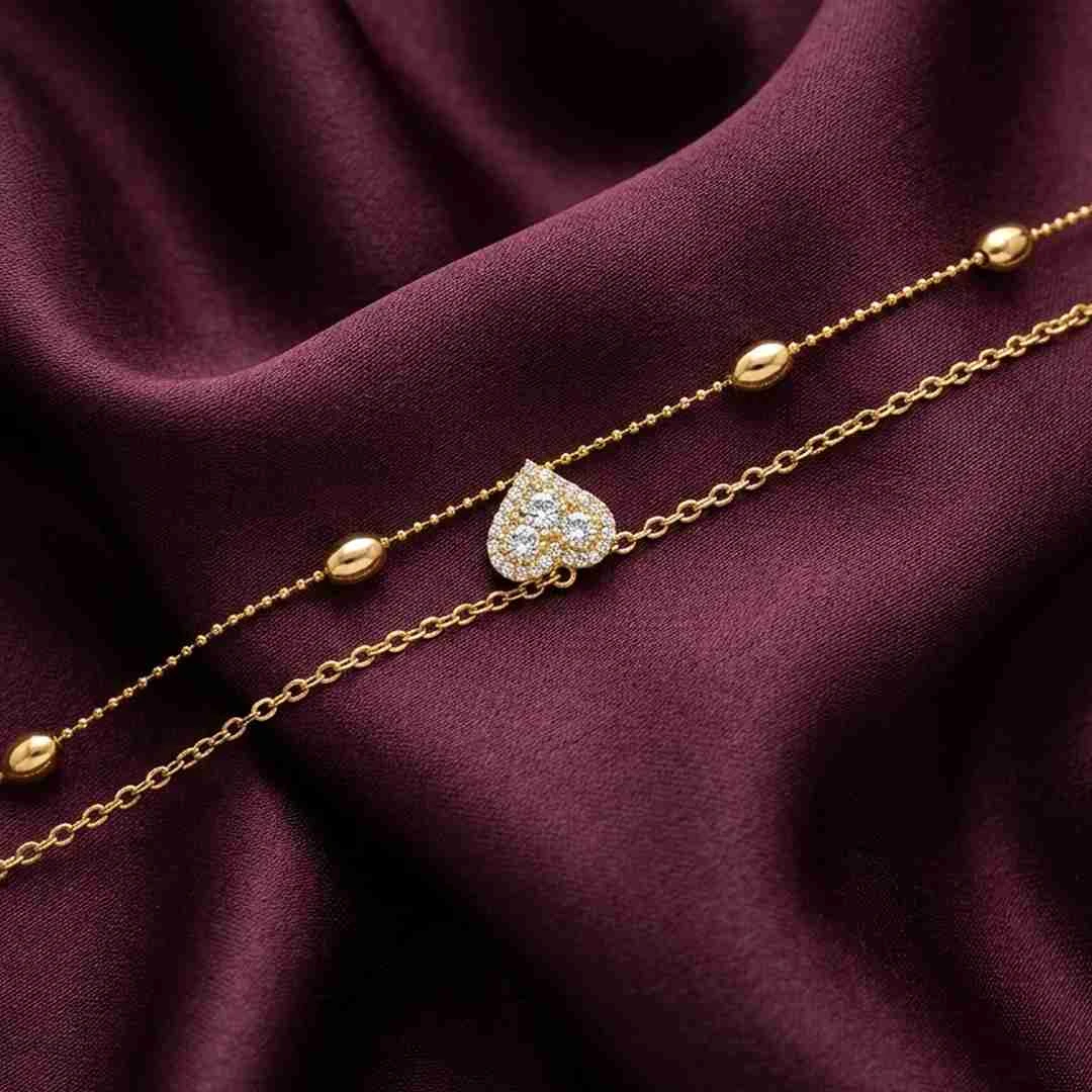 Sweet Affection Layered Heart Charm Anklet
