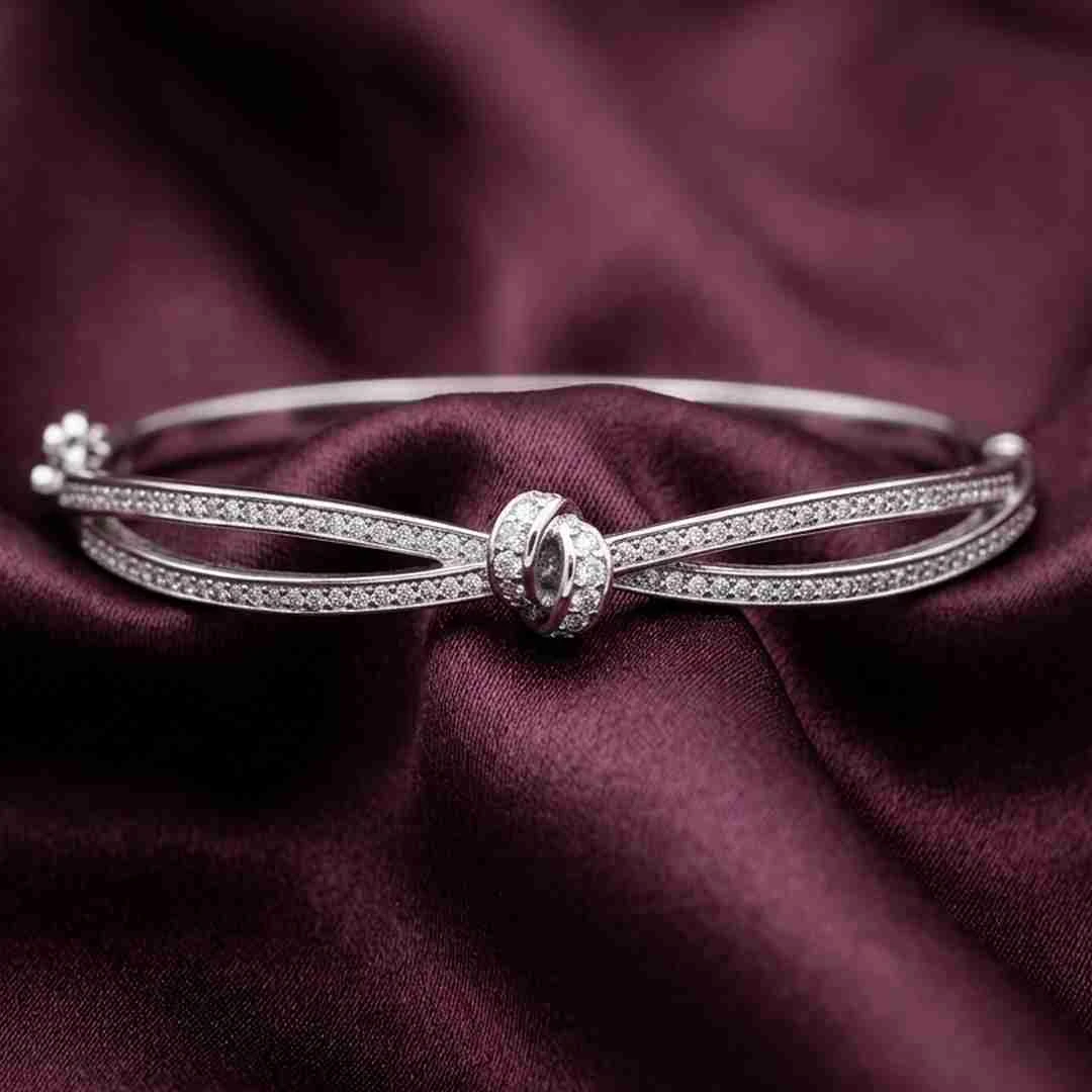 Knot-Detail Pave Bangle