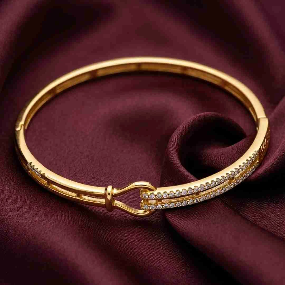 Hook-Clasp Stone-Studded Bangle