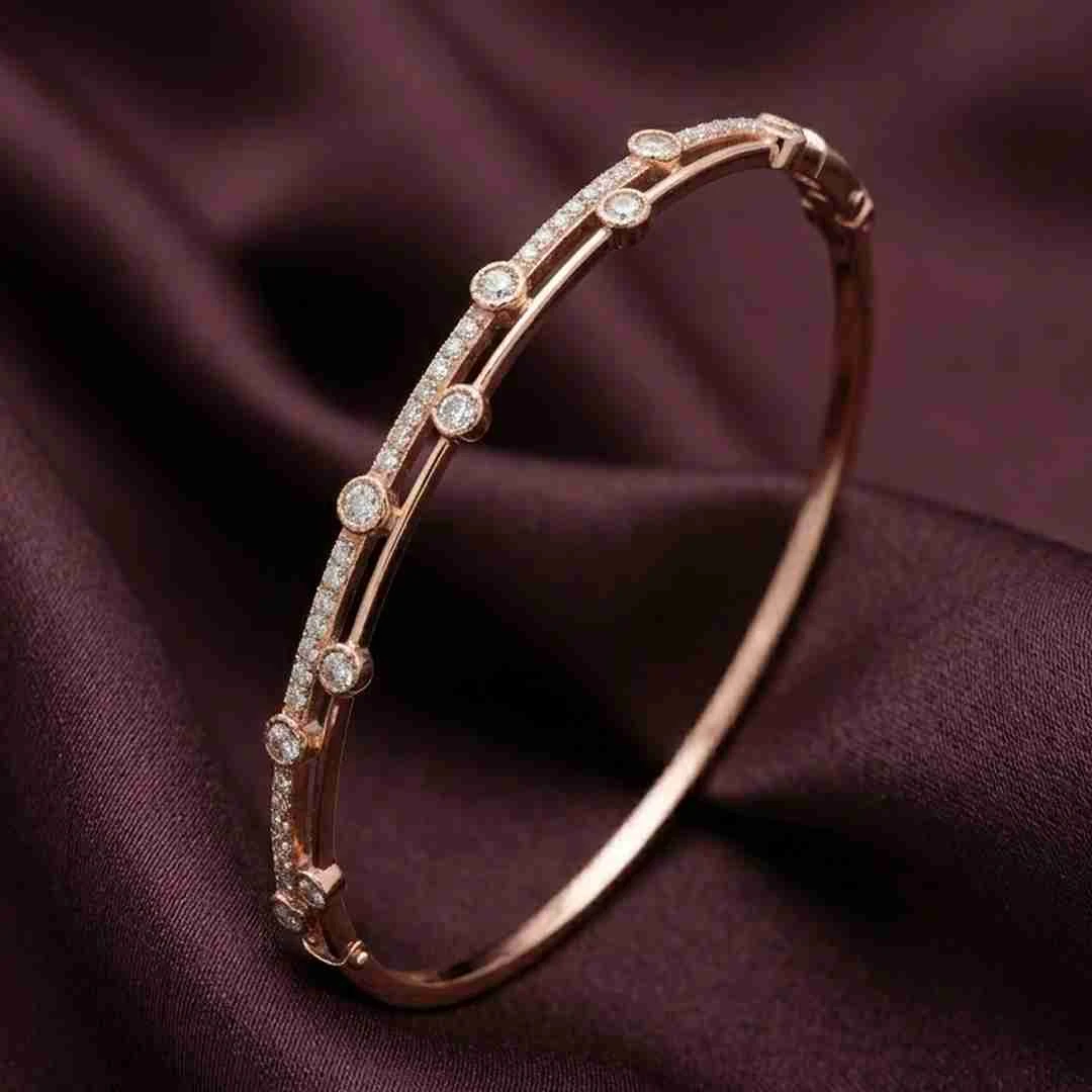 Luminous Parallel Stone-Studded Bangle