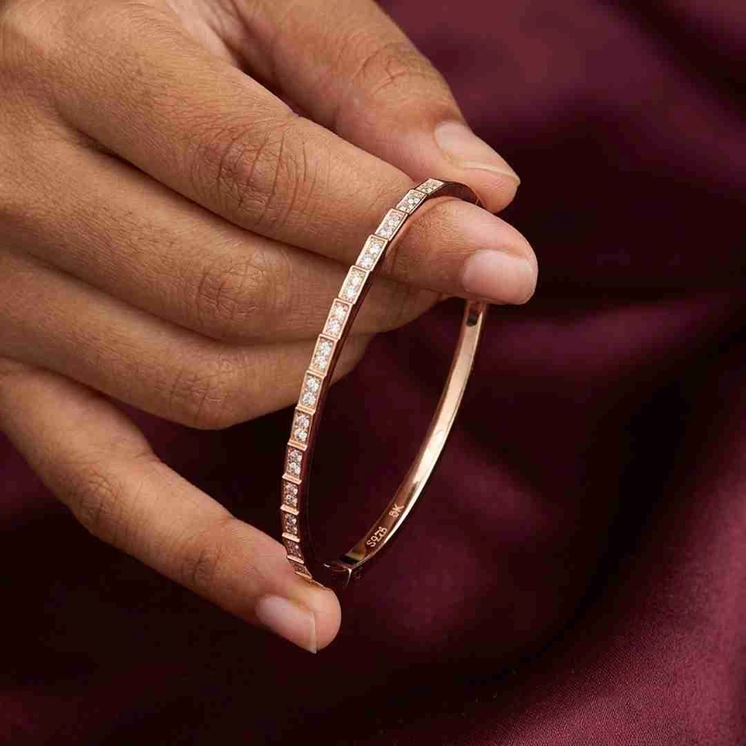 Geometric Stone-Set Cluster Step Bangle