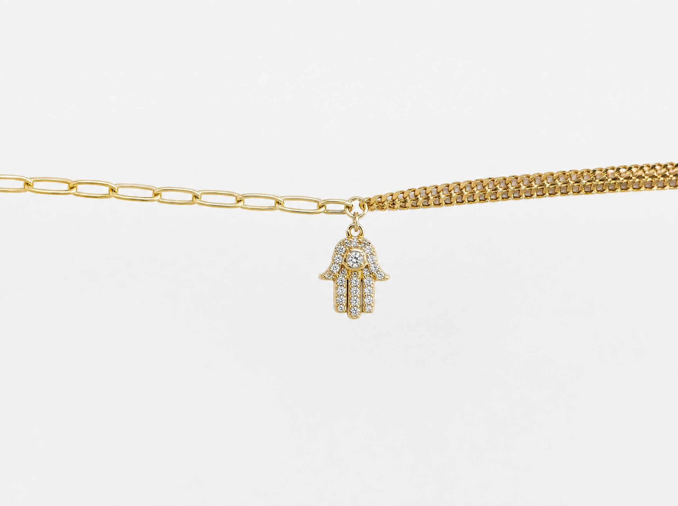 Palm of Fortune Layered Hamsa Anklet