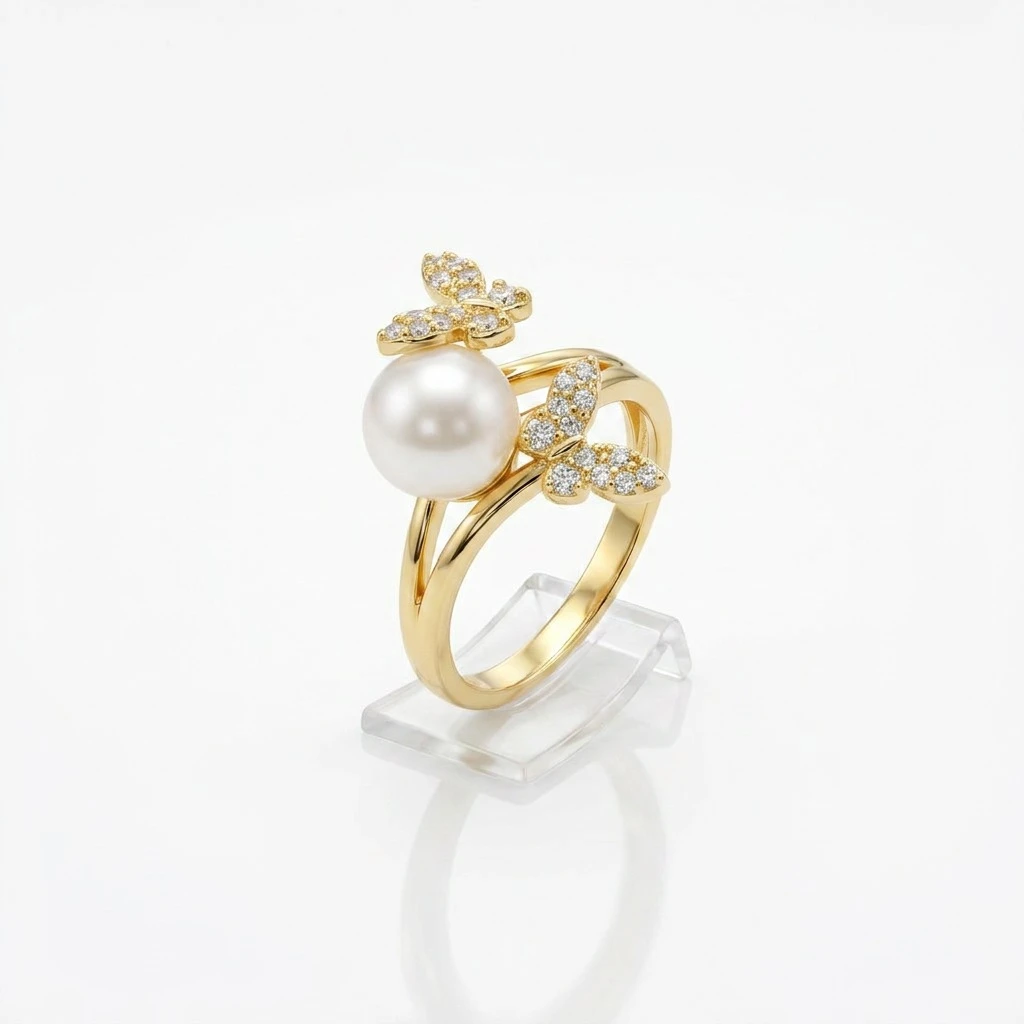 "Pearl of Grace" Butterfly Ring