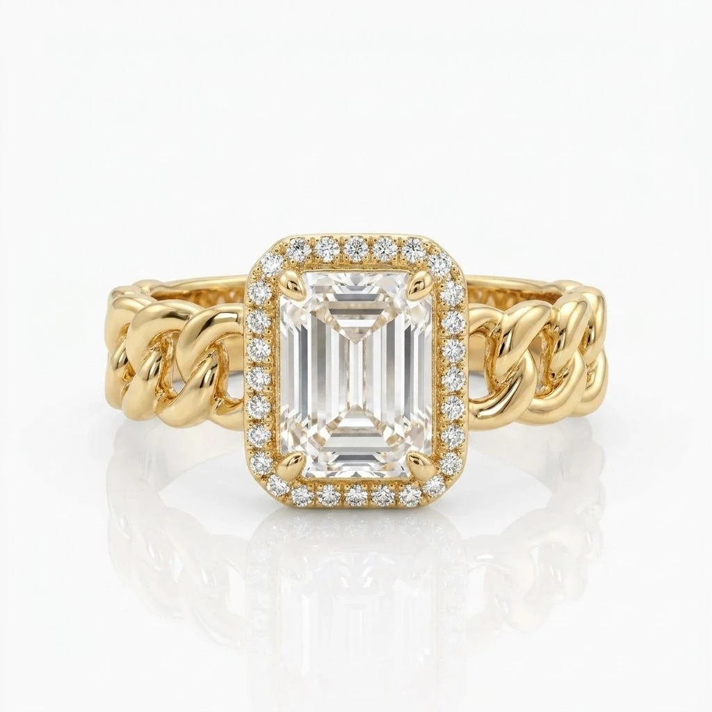 "Bold Promise" Chain-Link Halo Ring