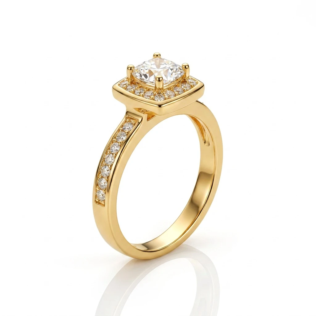 "Regal Halo" Cushion Cut Ring