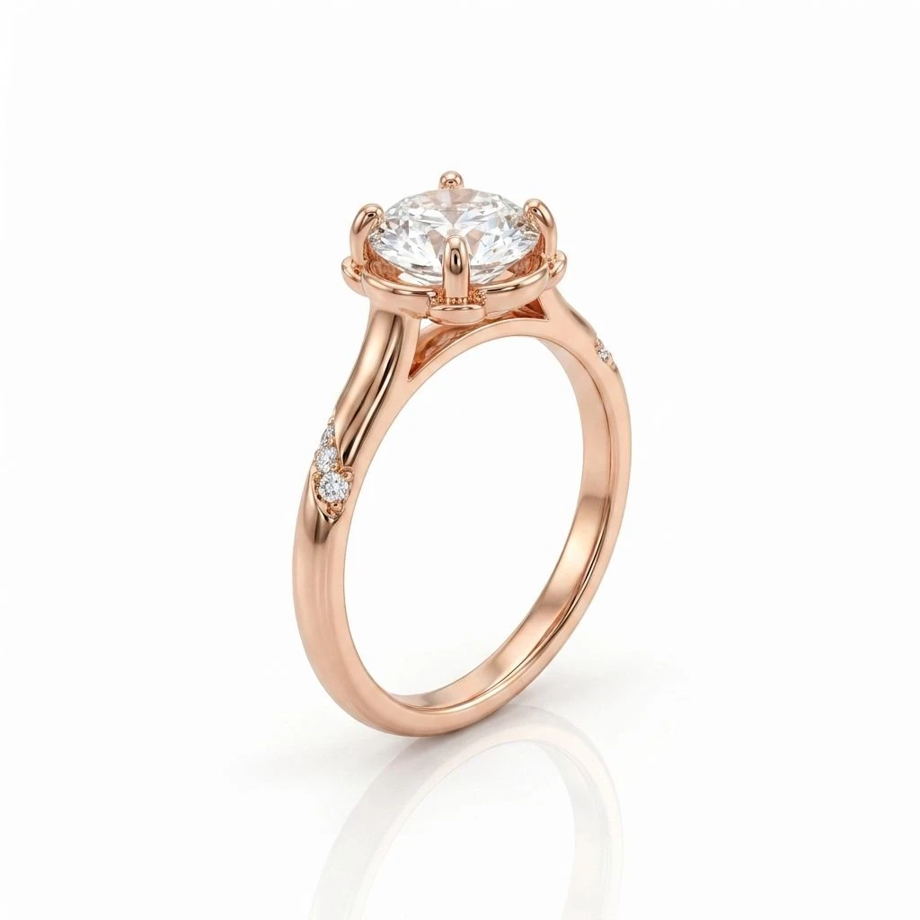 "Camellia" Scalloped Floral Halo Ring
