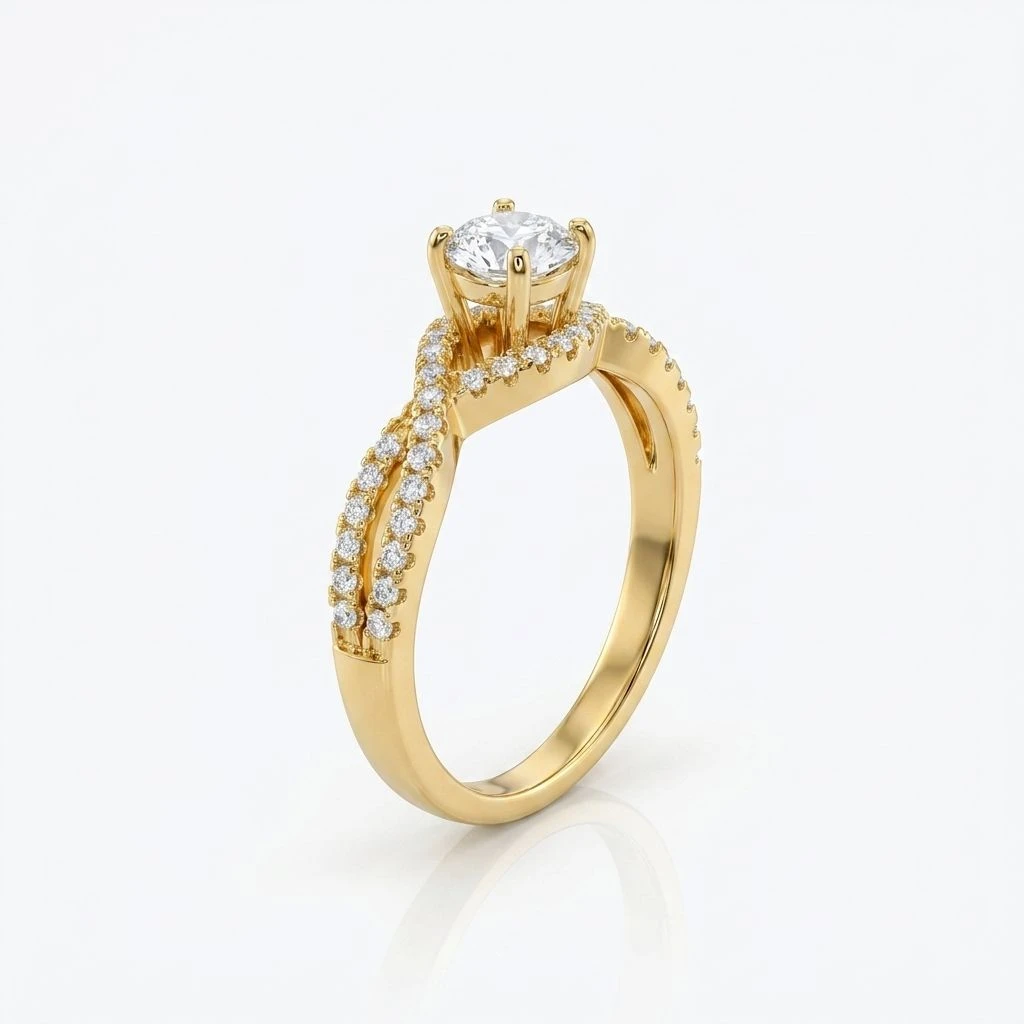 "Infinia" Twisted Pavé Solitaire Ring