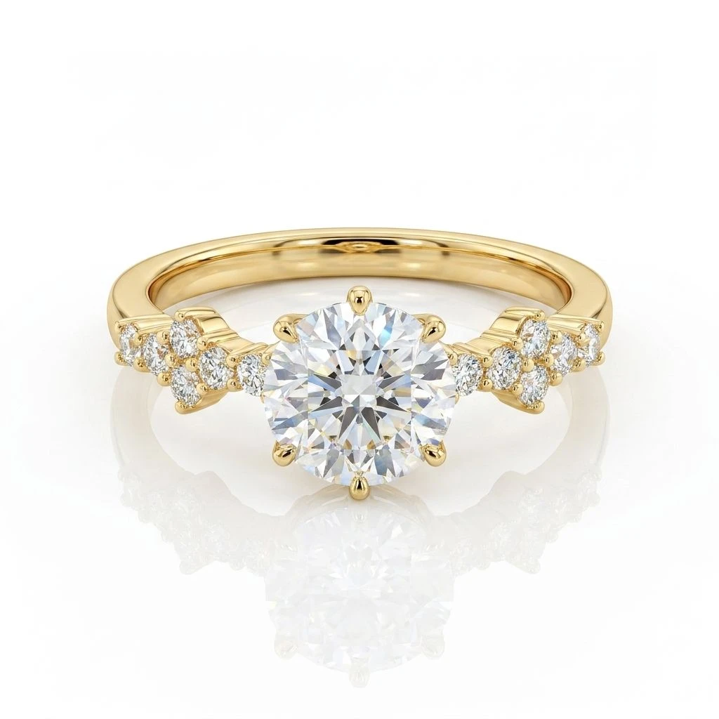 "Stellina" Star-Cluster Solitaire Ring