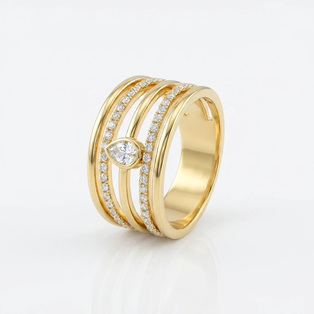"Aurora" Wide Multi-Band Ring
