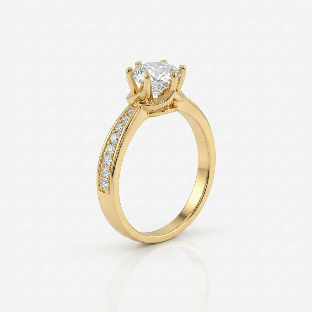 "Serena Crown Solitaire Ring"