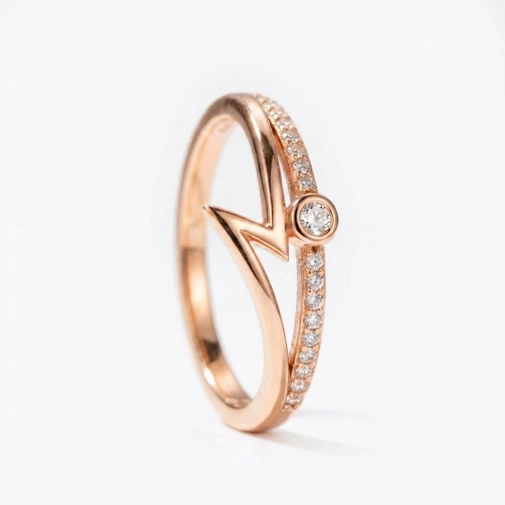 "Voltage" Lightning Bolt Solitaire Ring