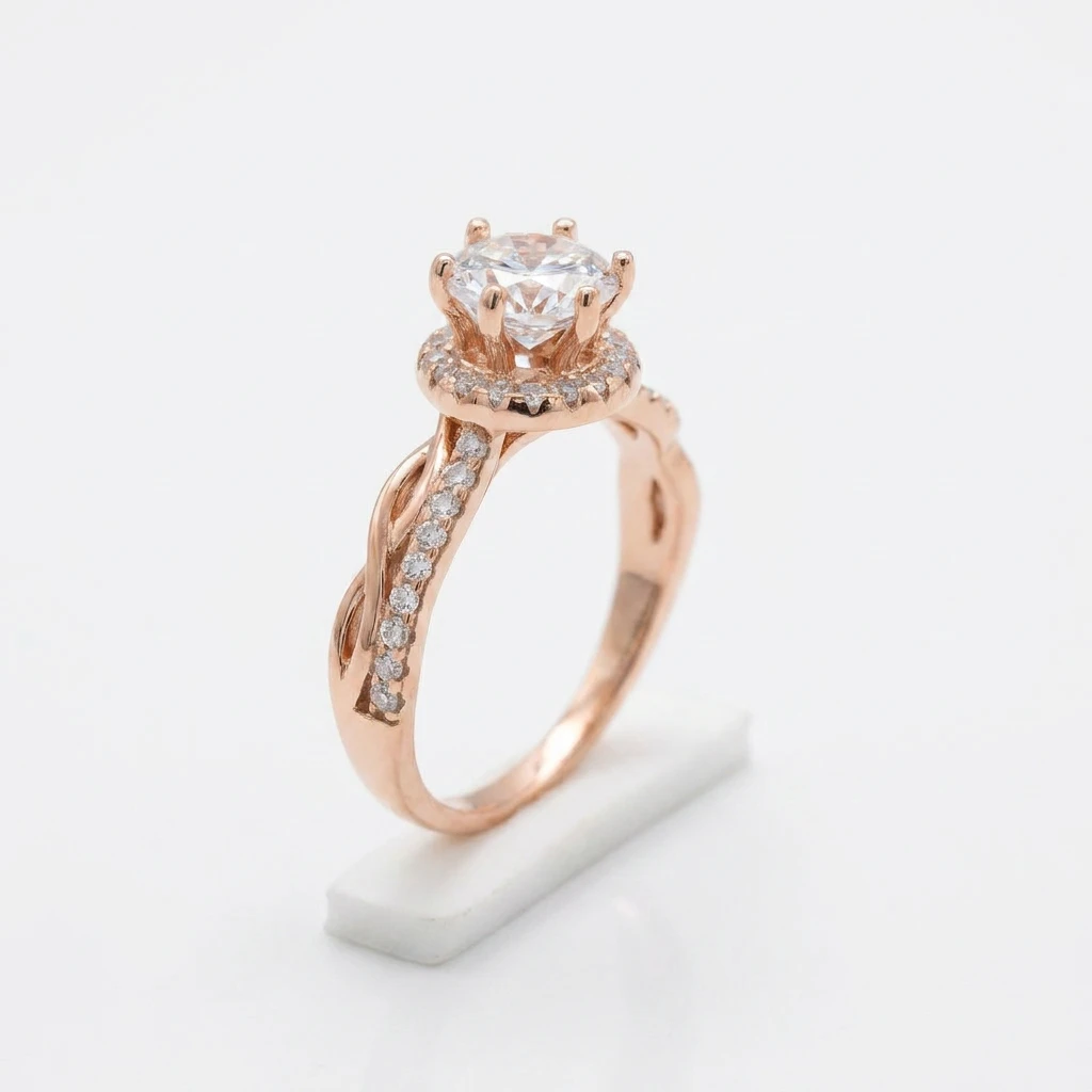 "Aurora Twist Halo Ring"