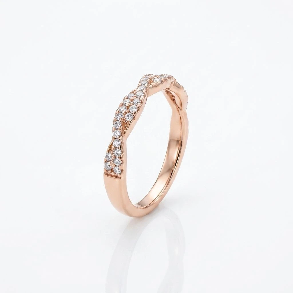 Braided Pavé Twist Band Ring