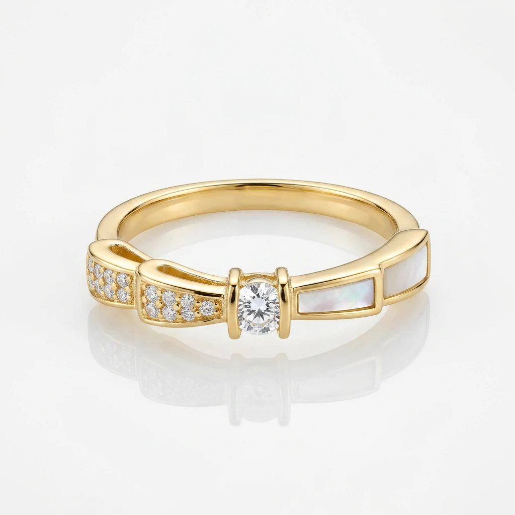 Ribbon Bow Pearl Accent Ring