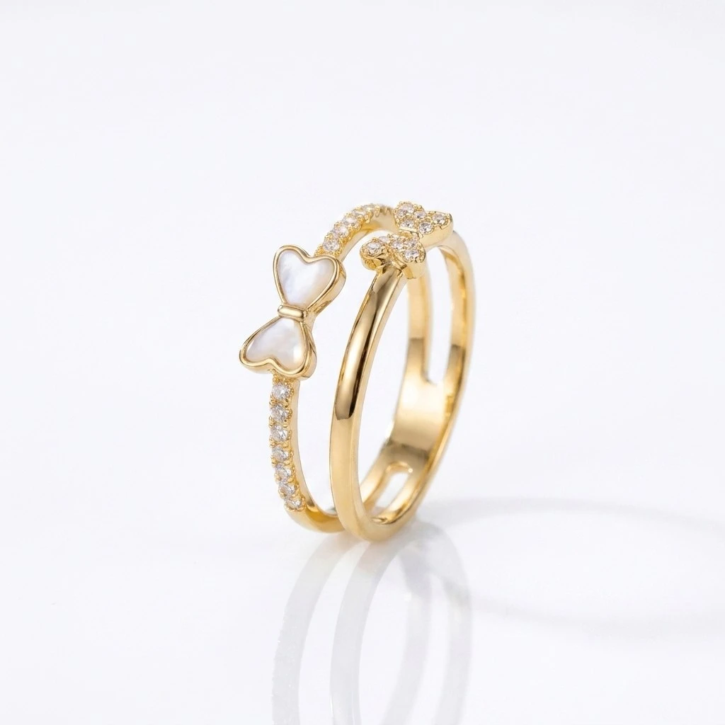 "Tied in Love" Mother-of-Pearl Bow Ring