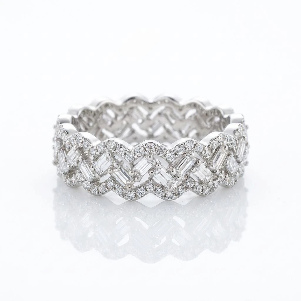 Arafine Braided Baguette Eternity Band