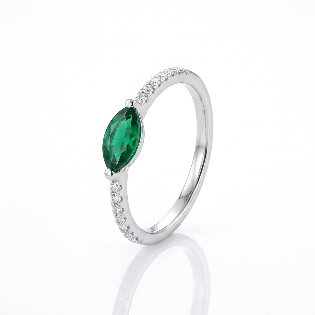 Meadow Glow Sideways Emerald Ring